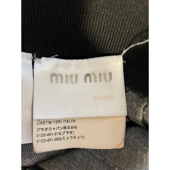 Miu Miu Womens Gray Pleated Mini Skirt With Elastic Waistband - Picture 9 of 16